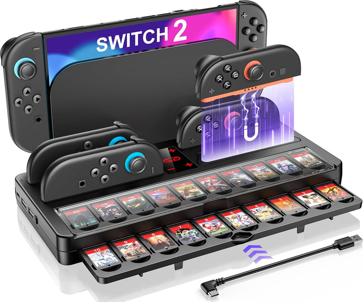 Switch 2 Ladestation & Aufbewahrungsstation für Nintendo Switch 2 Konsole - 4 Joy-Pads gleichzeitig