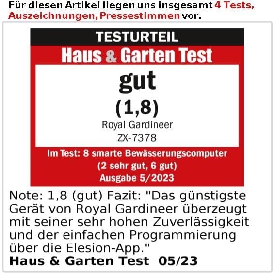 Royal Gardineer Wassercomputer: Smarter programmierbarer Bewässerungscomputer mit Bluetooth 5 & App