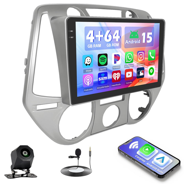 Hikity 4+64G Android 15 Autoradio für Hyundai i20 2008-2012, 9" Bildschirmradio mit Wireless CarPlay