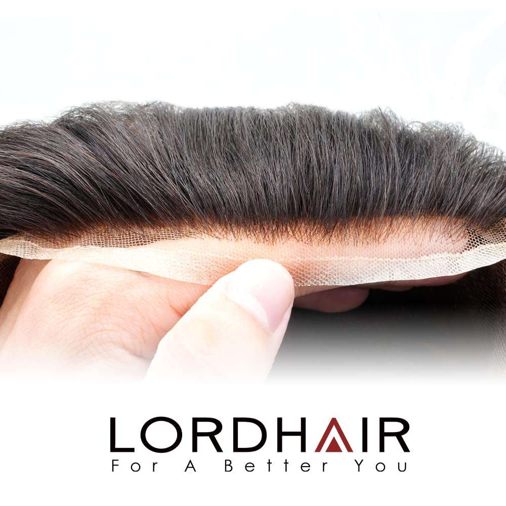 Lordhair Perücke Männer,Realität Toupet,Französische Spitzen weben mit Zwei Seiten und hinter sich P
