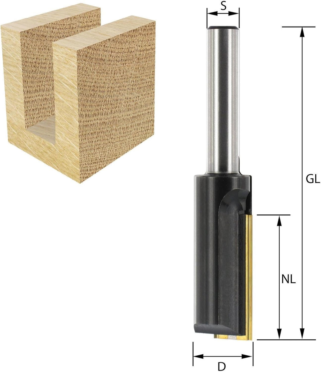 ENT 20080 Wendeplatten - Nutfräser HW, Schaft (S) 12 mm, Durchmesser (D) 8 mm, NL 20 mm, Z1, GL 63 m