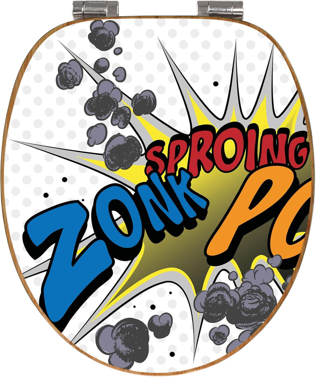 banjado® Design WC Sitz Bambus Absenkautomatik mit Motiv Comic/Toilettendeckel mit Absenkautomatik H