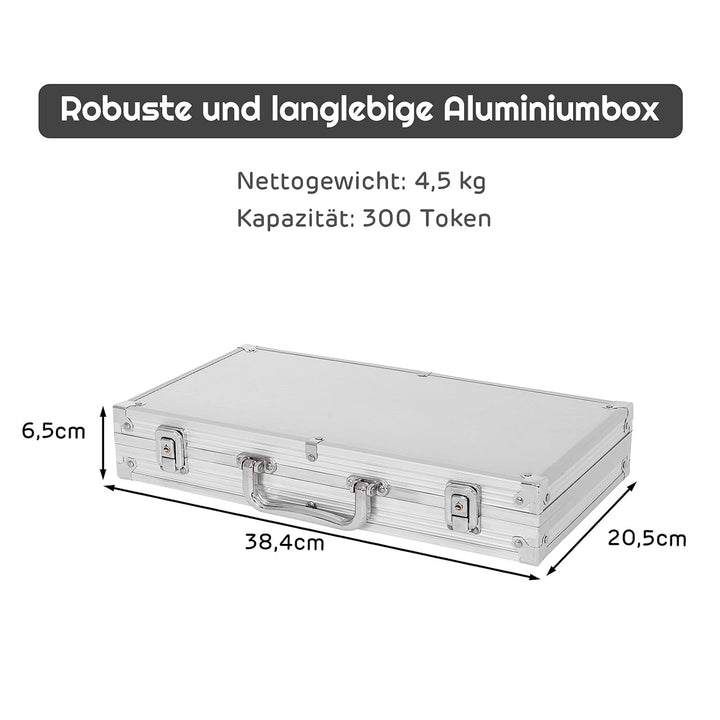 GOPLUS Pockerkoffer Pockerset 300 Chips Pockerchips Pocker Set mit Würfel Pokerkarten (Silber), Silb