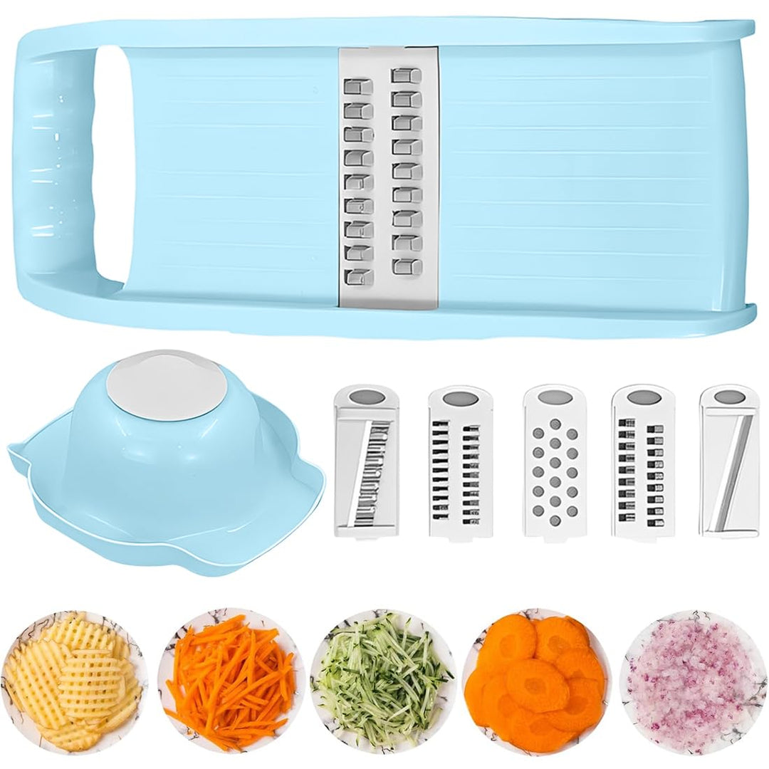 5 in 1 Mandoline Gemüsehobel Gemüsereibe Inklusive Handschutz, Gemüseschneider, Gurkenhobel Dünne Sc