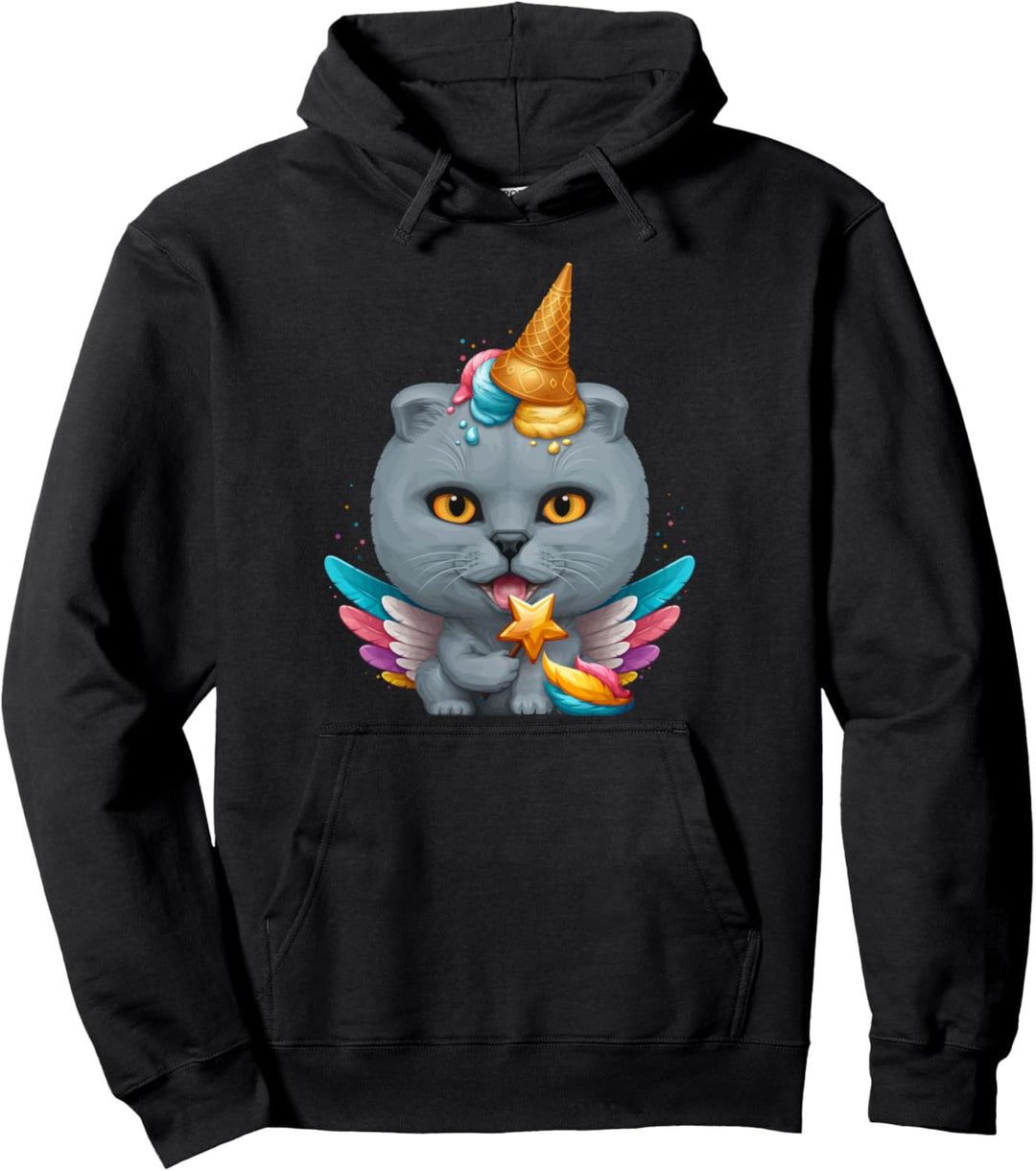 British Shorthair Katze Einhorn Pullover Hoodie