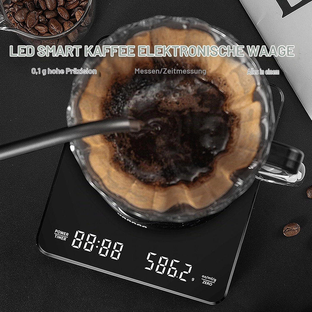 Wiederaufladbare Coffee Scale Espresso Waage Digitale Kaffeewaage mit Timer Multifunktionale Küchenw