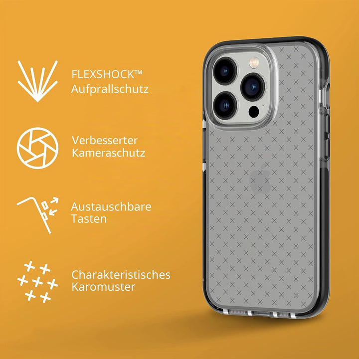 Tech 21 iPhone 14 Pro Evo Check - Stossdämpfende &amp; schlanke Schutzhülle mit 15 Fuss FlexShock Multi-