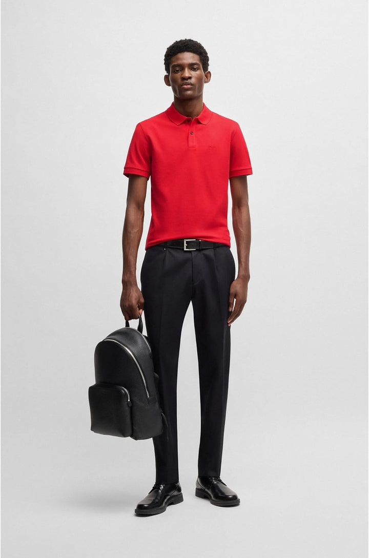 BOSS Herren Pallas Poloshirt aus Bio-Baumwolle mit Logo-Stickerei L Rot, L Rot