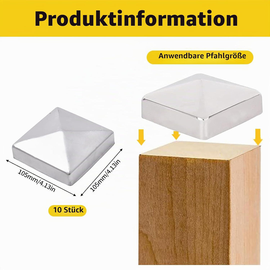 Pfostenkappen 10 Stück, 10x10cm Zaun Pfosten Kappen, Zaunpfosten Abdeckung, Pfostenkappe, Pfostenabd
