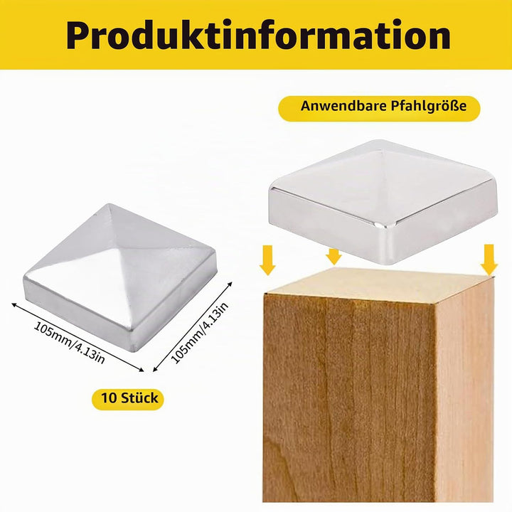 Pfostenkappen 10 Stück, 10x10cm Zaun Pfosten Kappen, Zaunpfosten Abdeckung, Pfostenkappe, Pfostenabd
