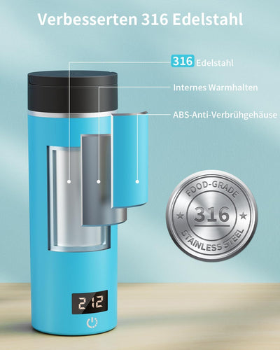 AIRMSEN Wasserkocher Klein mit 6 Temperatureinstellung, 500ml Mini Elektrischer Wasserkocher mit SUS