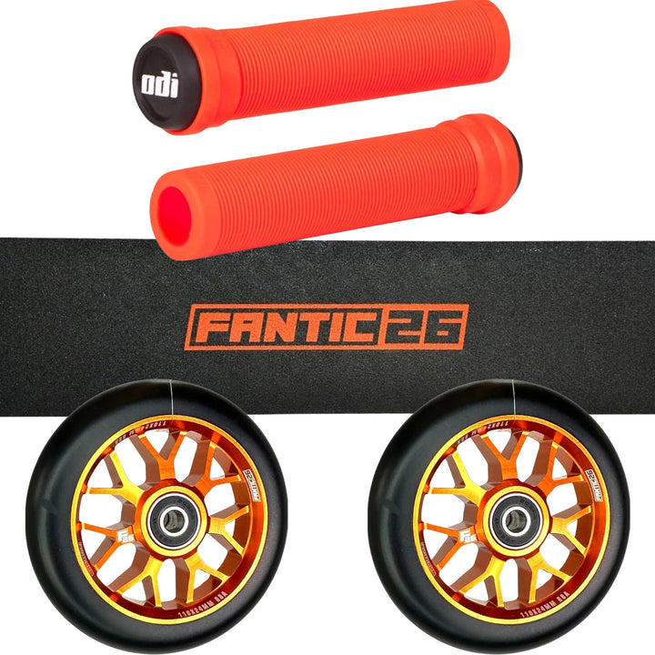Fantic26 Stunt-Scooter Trick Roller Ersatzteile Bundle mit Odi SL Soft Griffen I Spy7 110mm Abec11 R