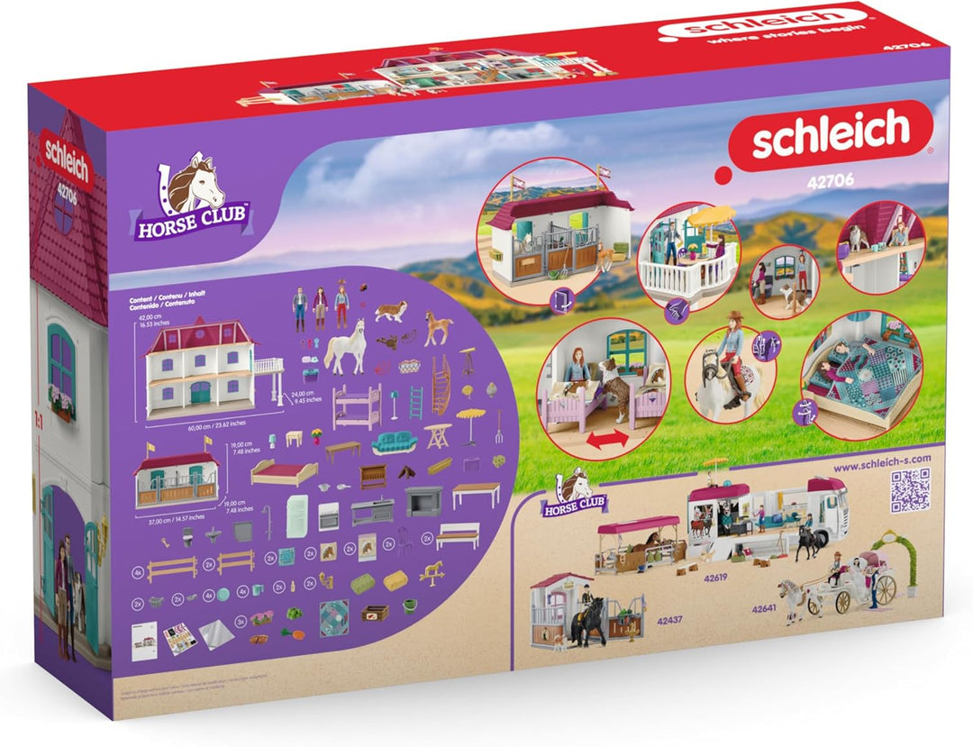 SCHLEICH Horse Club | Lakeside Pferdehof 42706 | Set mit Wohnhaus, Pferdestall, 2 Pferden, Hund, Fam