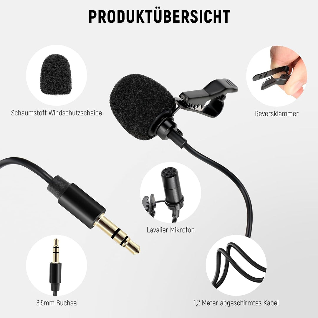 Neewer Lavalier-Ansteckmikrofon, kompatibel mit Rode Wireless GO II Wireless Pro DJI Wireless Mikrof