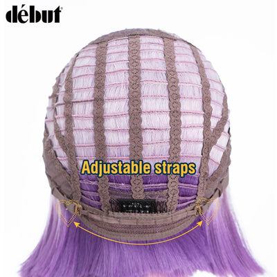 Début Lace Front Perücke für schwarze Damen Bob Perücke für weisse Damen Kunsthaar 24 cm 120g Natur