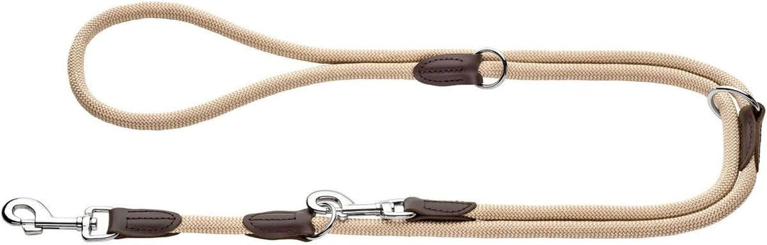 HUNTER Verstellbare Hundeführleine FREESTYLE, Farbe: beige, robust & wetterfest, 3-fach verstellbar,