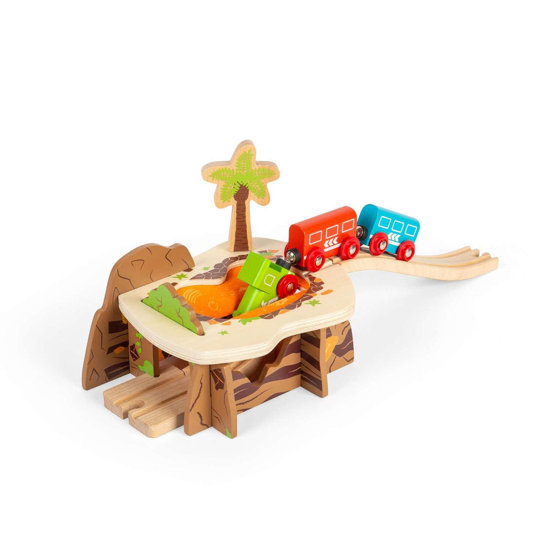 Bigjigs Rail Lava Pit Tunnel | Volcano Theme Tunnels for Wooden Train Track | Toy Accessories for Ra