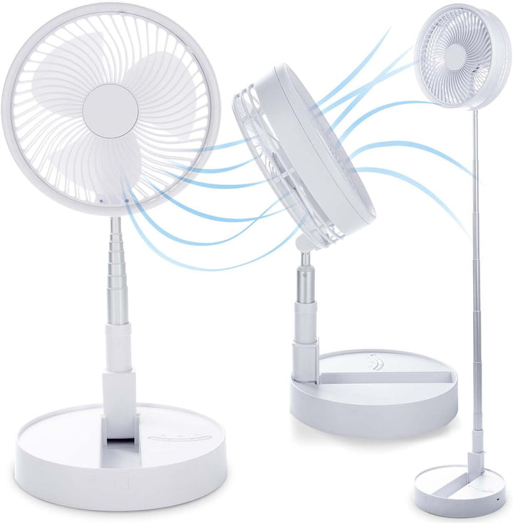 GOODS+GADGETS Faltbarer Tischventilator & Stand-Ventilator mit wiederaufladbarer Batterie mit 6000 m