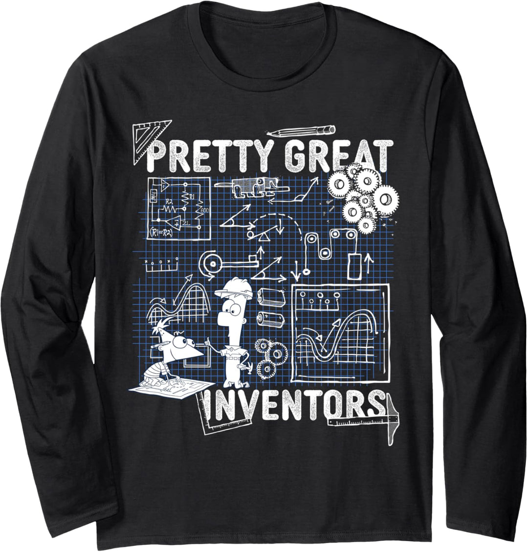 Disney Phineas And Ferb Inventions Schematic Langarmshirt