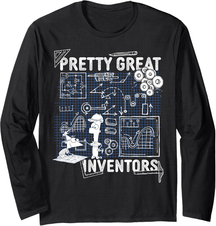 Disney Phineas And Ferb Inventions Schematic Langarmshirt