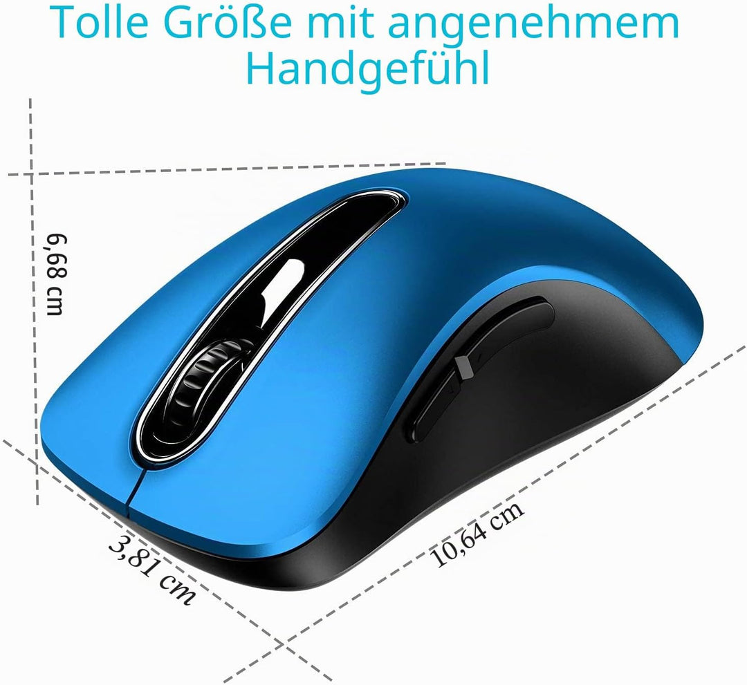 memzuoix Kabellose Maus 2.4GHz, Tragbare Optische Wireless Maus 1400 DPI mit Mini-USB-Empfänger, 5 T