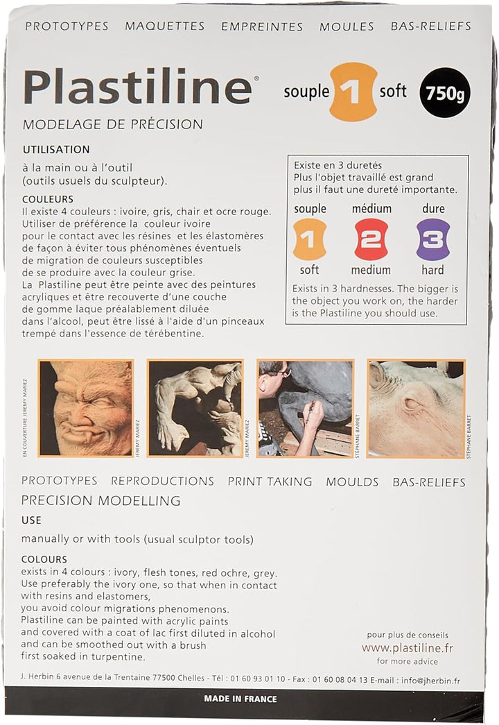 Jacques Herbin Jacques Herbin 7740T - Block Plastiline 750g, Härtegrad 1 (sehr weich), ideal für Mod
