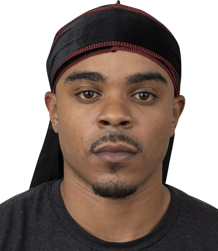 Veeta Superior Velvet Durag – Weiche Samt-Durags für Männer und Frauen, Lange, doppelt breite Träger