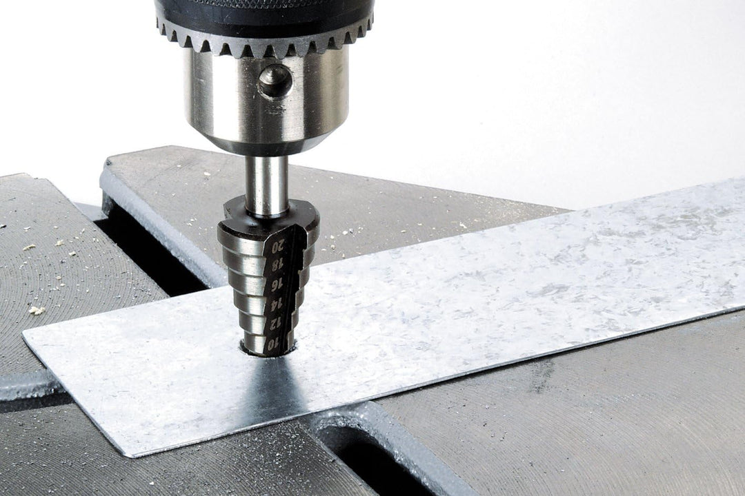 wolfcraft I Stufenbohrer HSS I für stufenweises Aufbohren und Entgraten von Metall und Kunststoff I