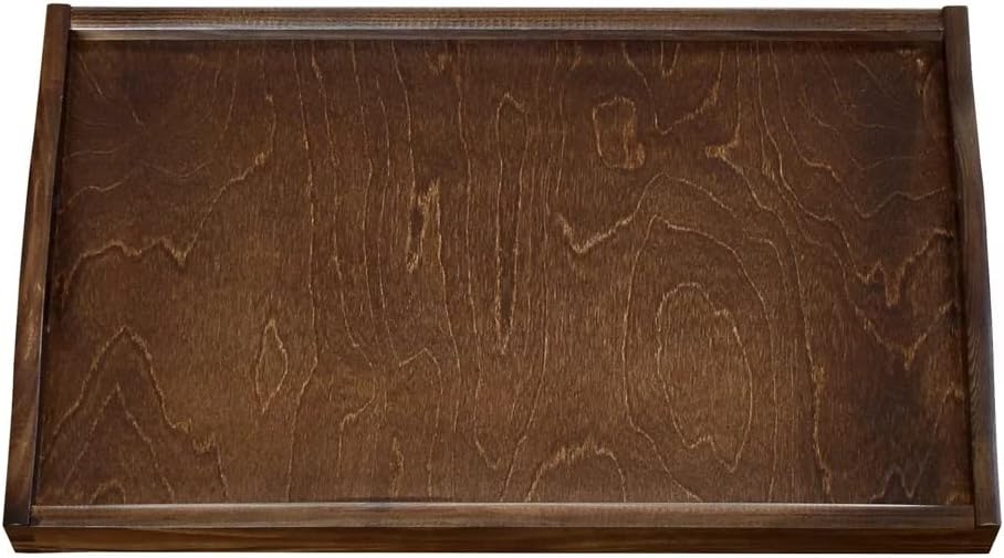 Wooden World Holztablett mit Frühstück mit Griffen 25 x 35 cm massiv braun