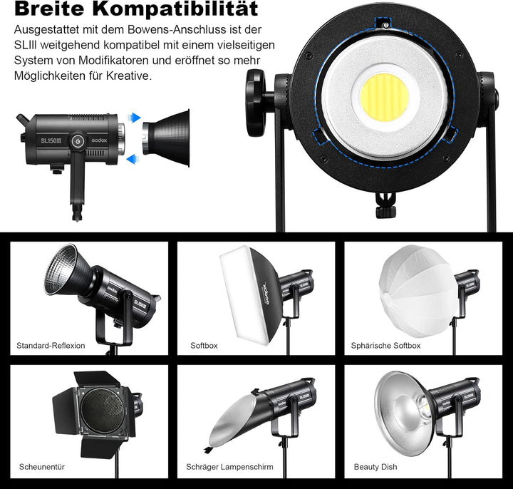 GODOX SL150III LED VideoLeuchte,SL150W Bowens-Mount Tageslicht-ausgeglichene kontinuierliche Beleuch