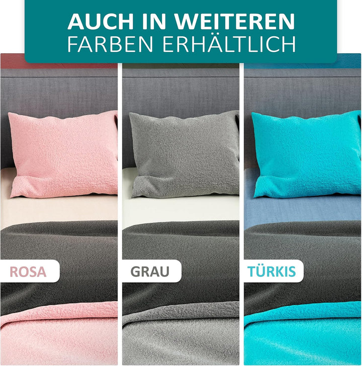 Leonado Vicenti Winter Plüsch Bettwäsche 135x200 Uni Premium Cashmere Touch Coral Fleece Petrol Anth