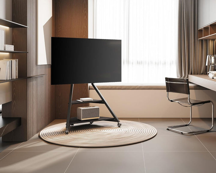 FITUEYES Design TV Ständer Rollbar für 55-88 Zoll Fernseher Mobiler TV Stand höhenverstellbar schwen