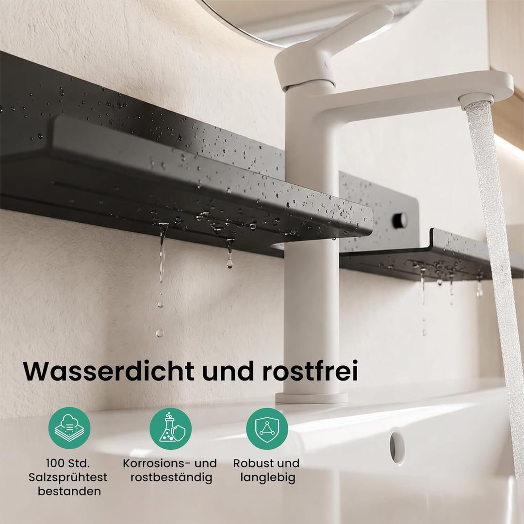 Mai & Mai Waschbecken Ablage, Duschregal zum Bohren oder Kleben, Waschbeckenregal über Wasserhahn, W