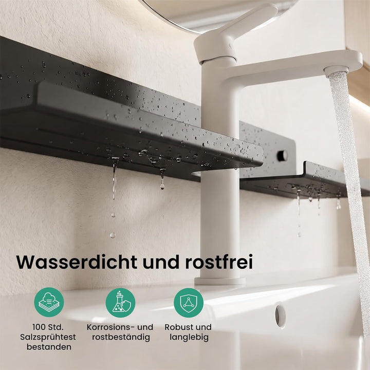 Mai & Mai Waschbecken Ablage, Duschregal zum Bohren oder Kleben, Waschbeckenregal über Wasserhahn, W
