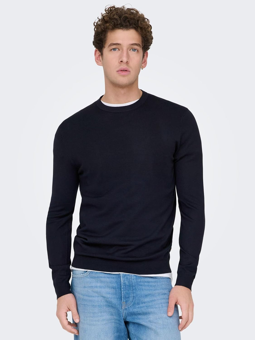 ONLY & SONS Herren Onswyler Life Ls Crew Noos Knit L Dark Navy/, L Dark Navy/