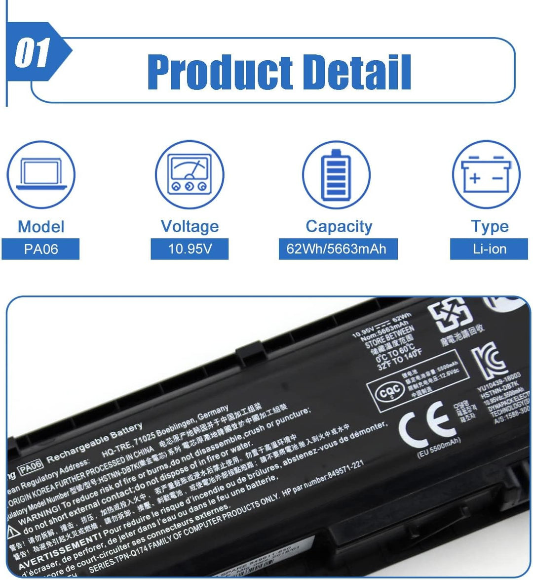 K KYUER 62Wh PA06 PA06062 Laptop Akku für HP Omen 17-w000 Pavilion 17-ab000 17-ab200 17t-ab200 17-ab