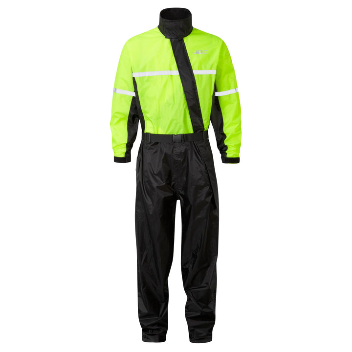 JDC Motorrad Kombi - Regenkombi - 1-Stück - Wasserdichter Regenschutz - SHIELD - Schwarz Gelb - L -