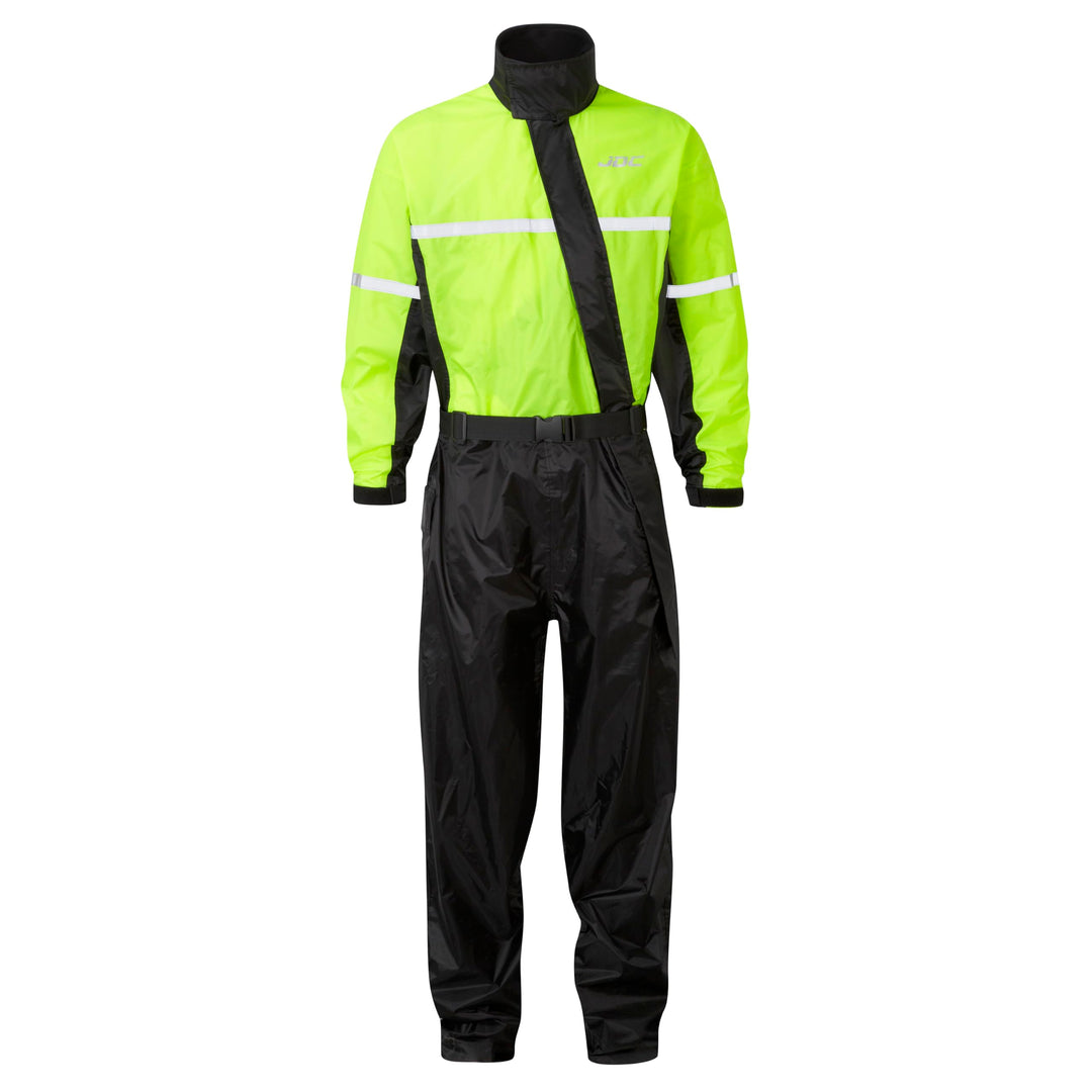 JDC Motorrad Kombi - Regenkombi - 1-Stück - Wasserdichter Regenschutz - Shield - Schwarz Gelb - XXL