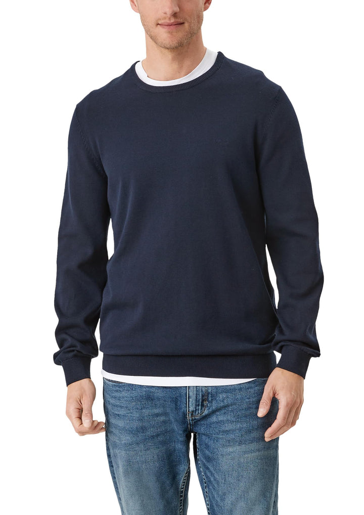 s.Oliver Herren 2152193 Pullover mit Logo-Stitching S Blau(5978), S Blau(5978)