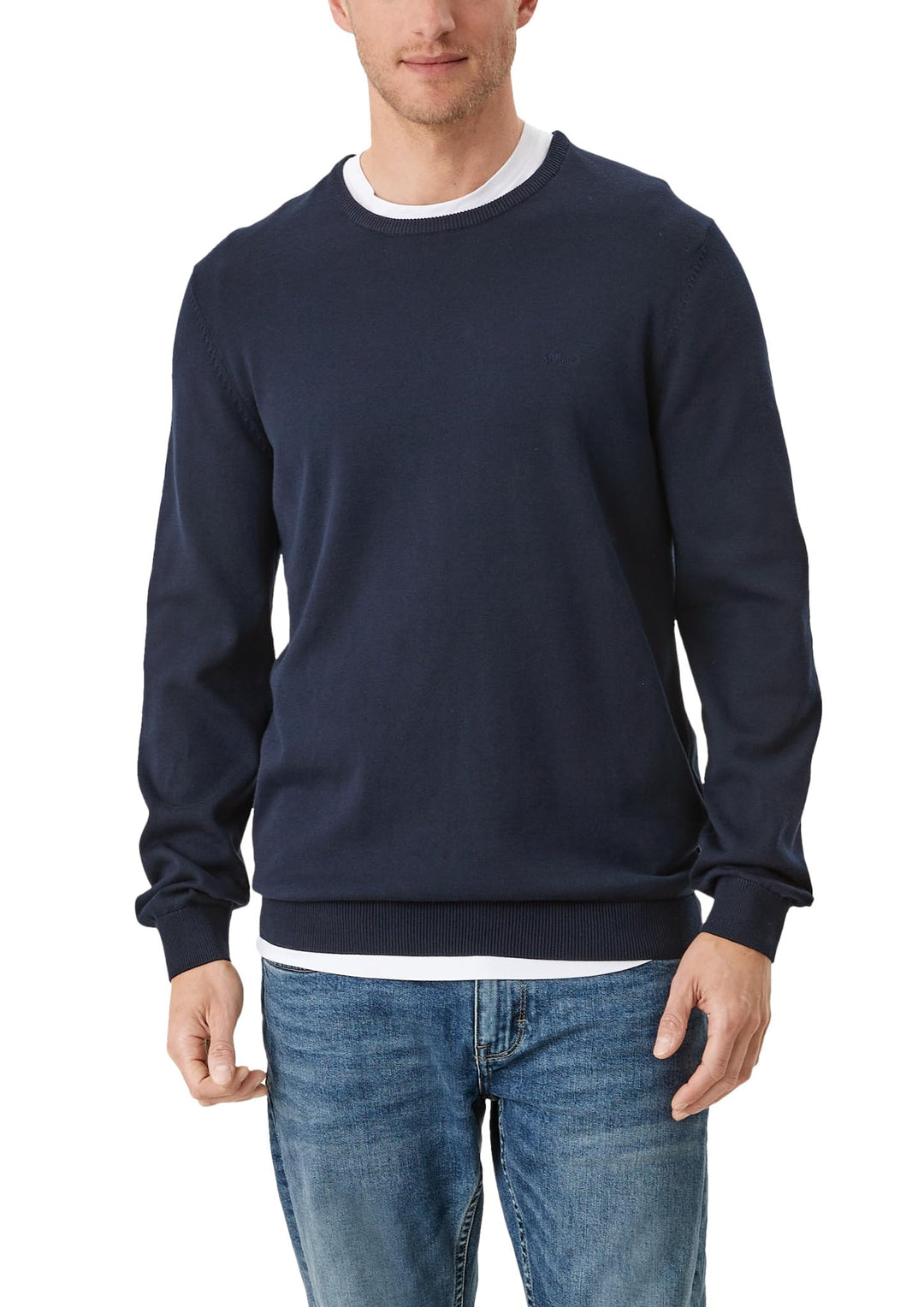s.Oliver Herren 2152193 Pullover mit Logo-Stitching M Blau(5978), M Blau(5978)