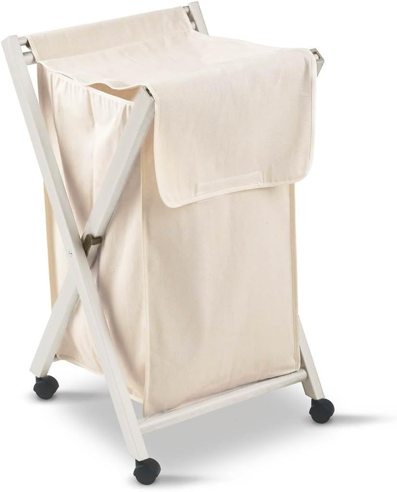 Arredamenti Italia Wäschesammler Banny, Holz - Faltbar - abnehmbare Tasche - Farbe: Weiss AR-It il C