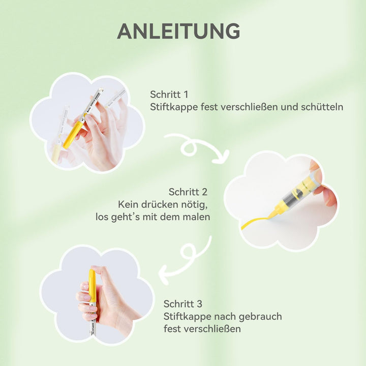 Arrtx Acrylmalstifte für Steinmalerei, 36 Farben Acrylstift Pinsel Spitze, Acryl-Marker, wasserfeste