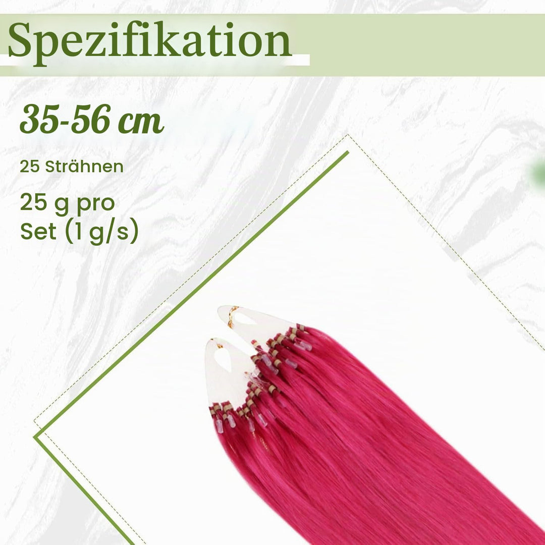 RUNATURE Echthaar Extensions Microring Rosa 50cm Microring Extensions Echthaar 1g Glatt Haarverlänge