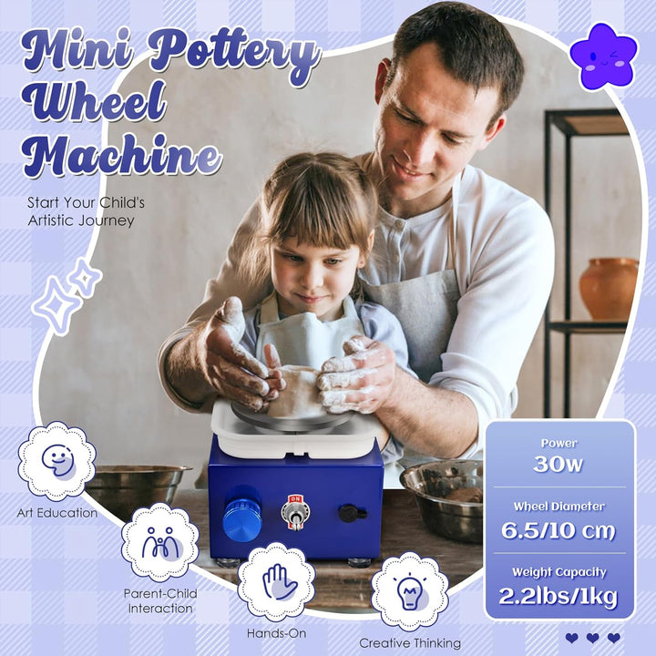 Töpferscheibe Elektrisch, Mini Electric Pottery Wheel 2000 U/min Einstellbare Geschwindigkeit mit Ab