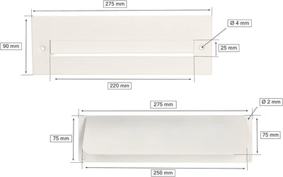 KOTARBAU® Briefeinwurf-Klappe für Haustüren 275 x 90 mm Aussen-Einwurfblende Zeitungsklappe Weiss, W