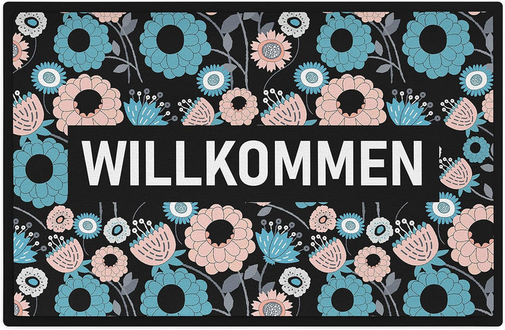 Trendation - Willkommen Fussmatte Grafik Schmutzfangmatte Geschenk Aussen Innenbereich 60x40 cm Wasc