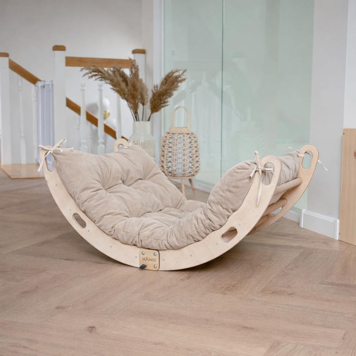 MAMOI® Kletterbogen mit Kissen | Kissen aus Baumwolle | Klettergerüst aus Holz | Kletterdreieck | Ho