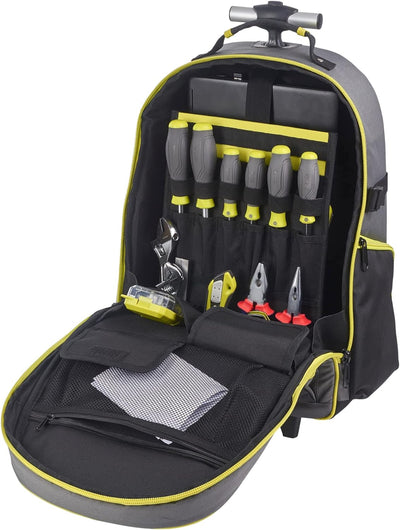 RYOBI Werkzeug-Rucksack RSSBP2 (integrierten Rollen, teleskopierbarem Griff, 600-Denier Polyester Ko