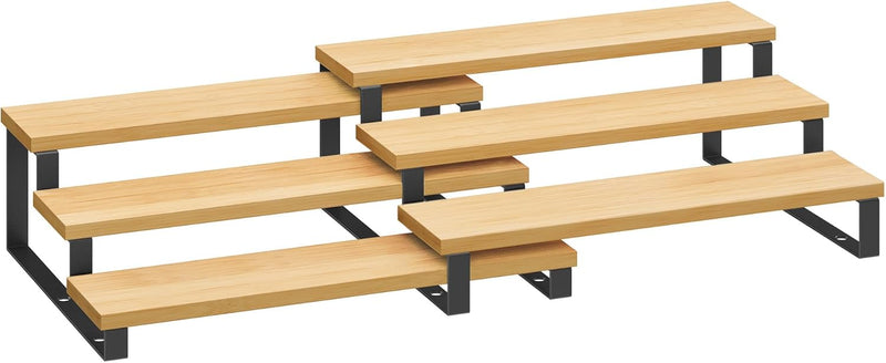 SONGMICS Gewürzregale, Küchenregale stehend, Küchen-Organizer, 2er Set, Holzwerkstoff, je 3 Ablagen,