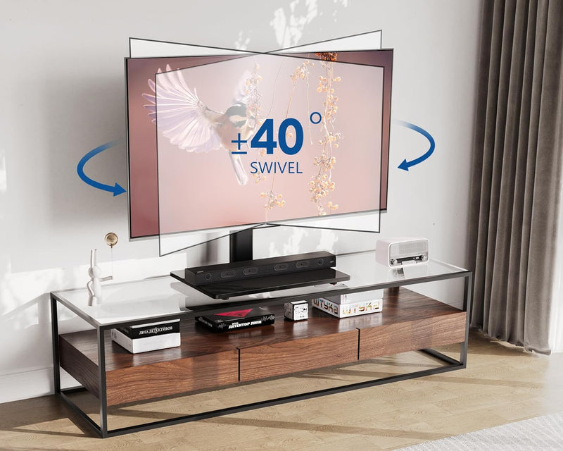 FITUEYES TV Standfuss TV Ständer Fernsehstand für 32 bis 65 Zoll Fernseher höhenverstellbar drehbar